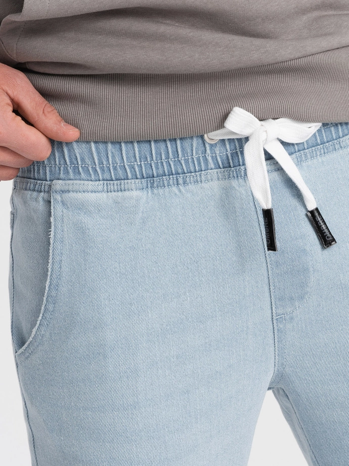 Męskie spodnie jeansowe JOGGERY z przetarciami - jasnoniebieskie V1 OM-PADJ-0150