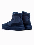 Męskie buty sneakersy za kostkę z rzeźbioną podeszwą – granatowe V4 OM-FOBO-0122