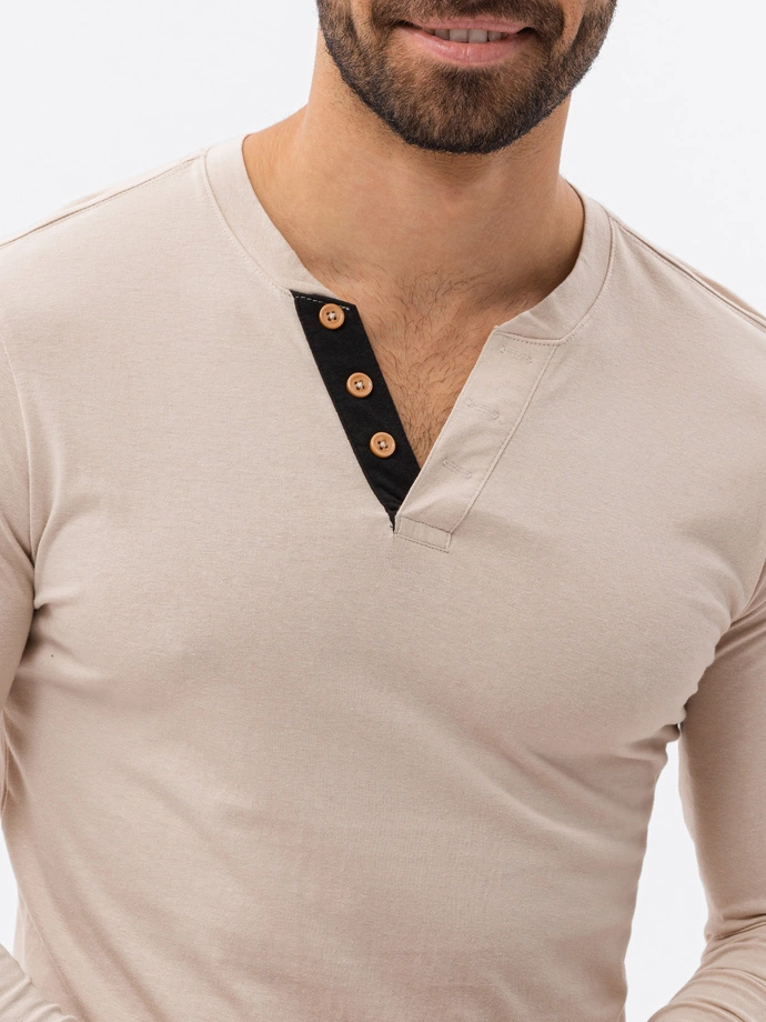 Longsleeve męski z guzikami - jasnoszary V6 L133