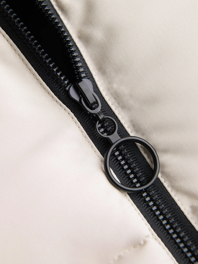 Męski pikowany bezrękawnik w kontrastowych kolorach - kremowy V1 OM-JAVJ-0161