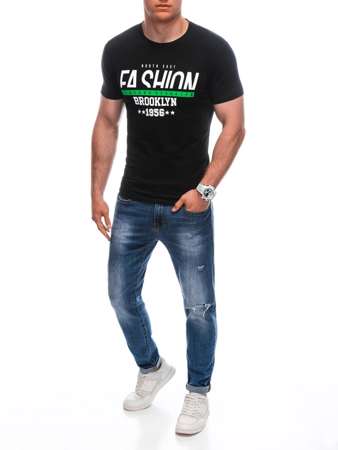 T-shirt męski z nadrukiem 1933S - czarny