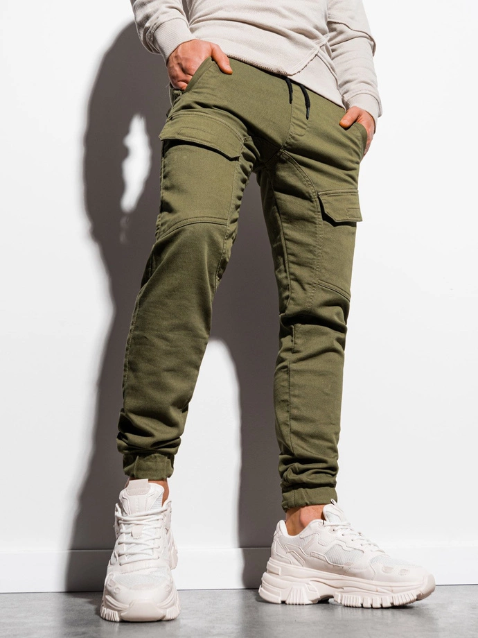 Spodnie męskie joggery 925P - khaki