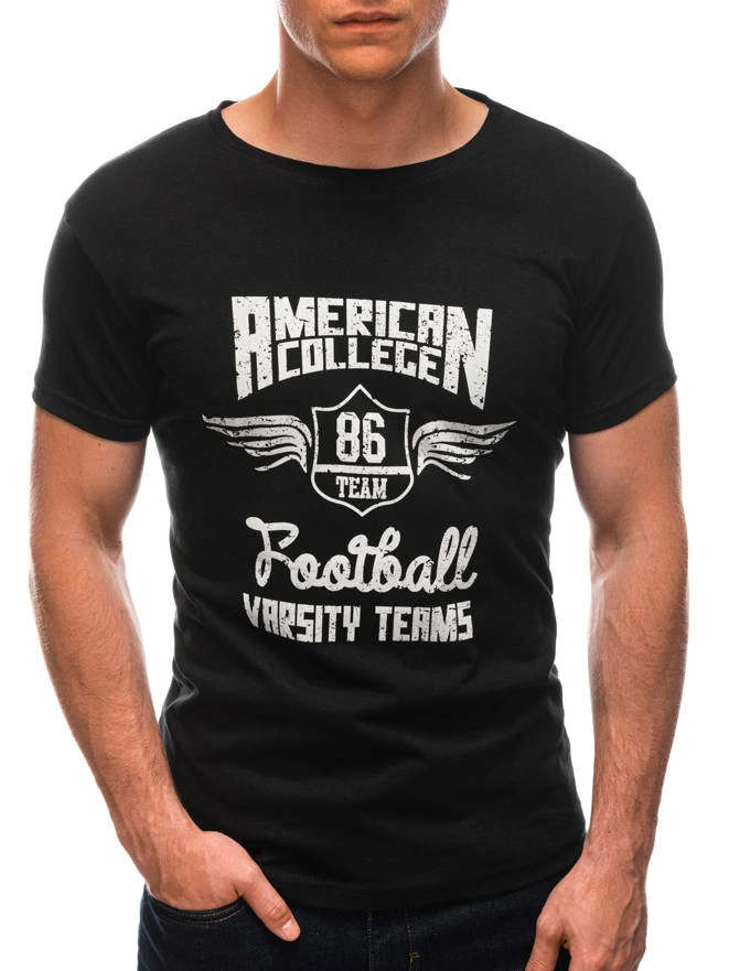 T-shirt męski z nadrukiem 1703S - czarny