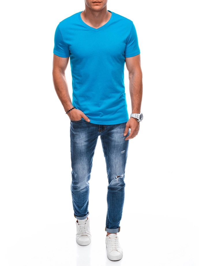 T-shirt męski basic V-neck EM-TSBS-0101 - turkusowy V7