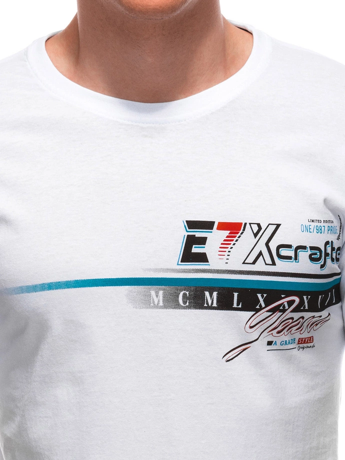 T-shirt męski z nadrukiem 1838S - biały