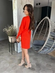 Sukienka damska mini z długim rękawem i dekoltem w serek COCO DLR189 - pomarańczowa