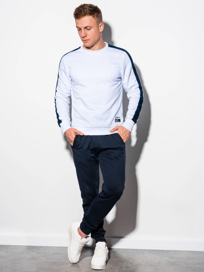 Bluza męska bez kaptura OM-SSNZ-22FW-010 - V3 biała