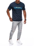 T-shirt męski z nadrukiem 1846S - granatowy
