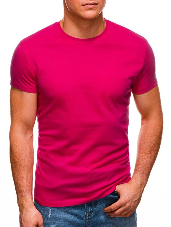 T-shirt męski basic 970S - ciemnoróżowy