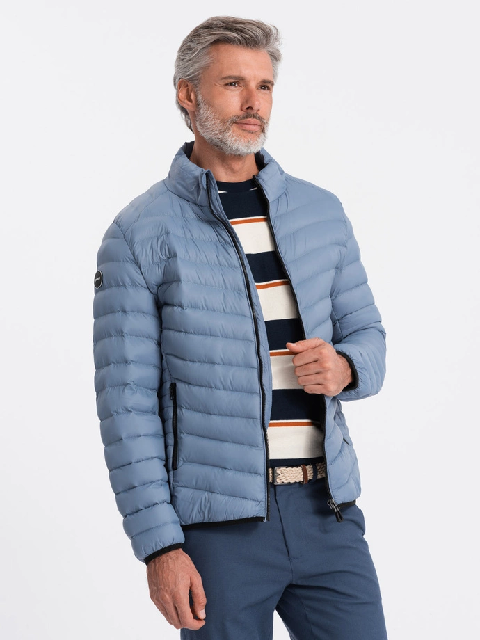 Kurtka męska pikowana 528C - jasnoniebieska V8