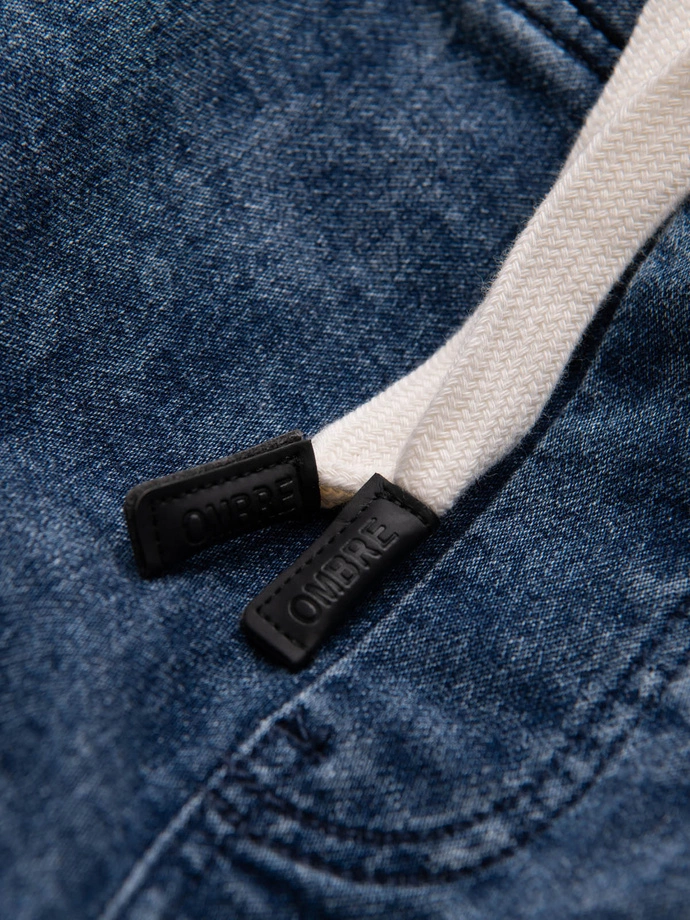 Spodnie męskie marmurkowe JOGGERY z przeszyciami - niebieskie V1 OM-PADJ-0108