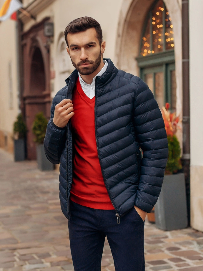 Kurtka męska wiosenna pikowana C372 - czarna