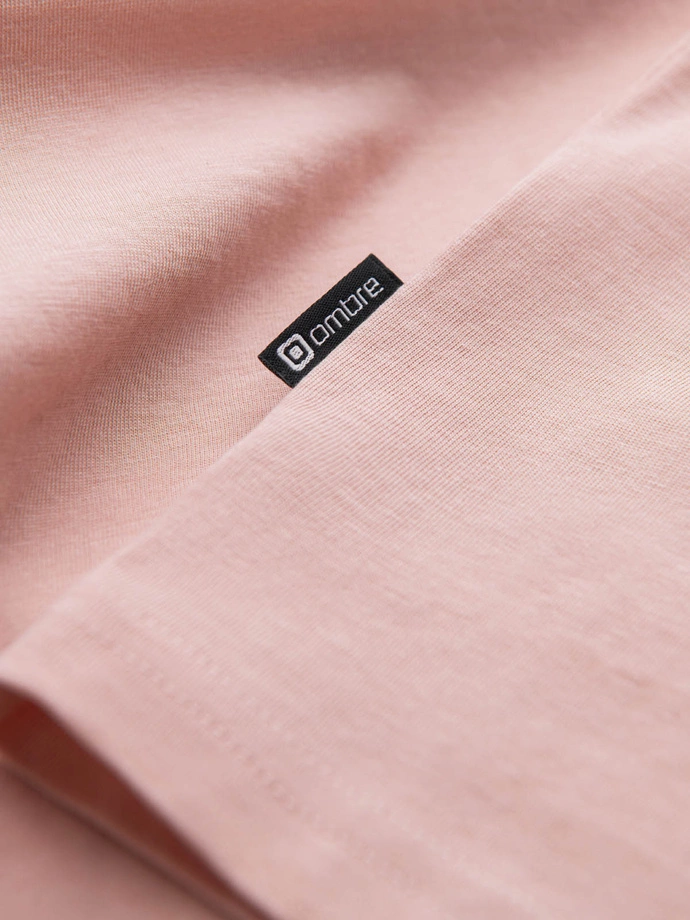 T-shirt męski z nadrukiem - jasnoróżowy V2 OM-TSPT-0131 (PALE ROSE)