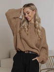 Sweter damski pudełkowy ELR025 - camel