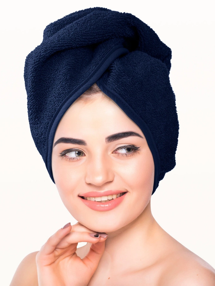 Ręcznik Turban do włosów 418A - granatowy