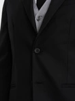 Męska klasyczna marynarka z kieszenią na poszetkę - czarna V4 OM-BLZB-0115