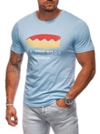 T-shirt męski z nadrukiem 2003S - niebieski