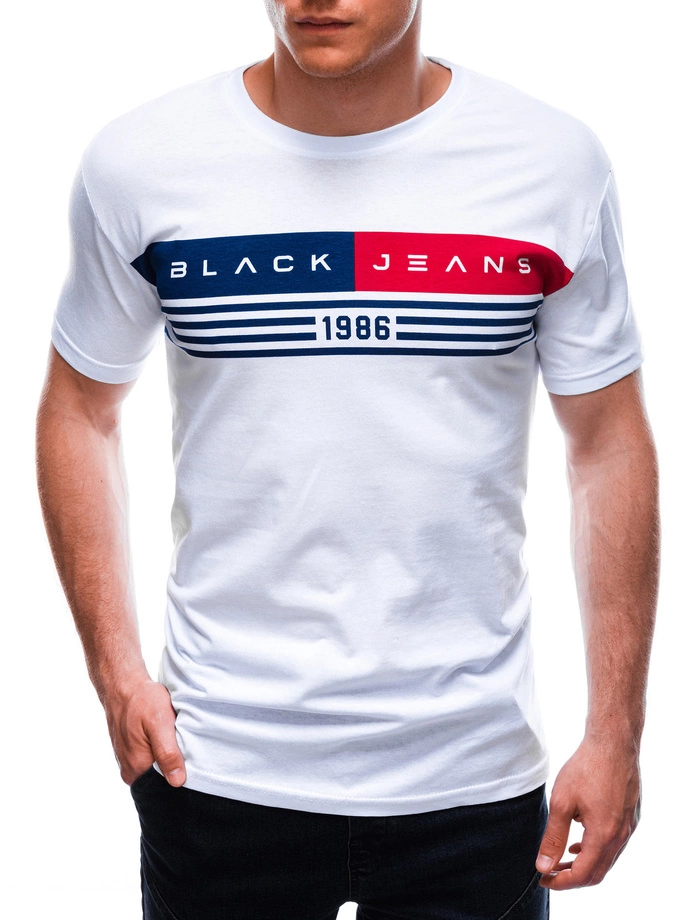 T-shirt męski z nadrukiem 1709S - biały