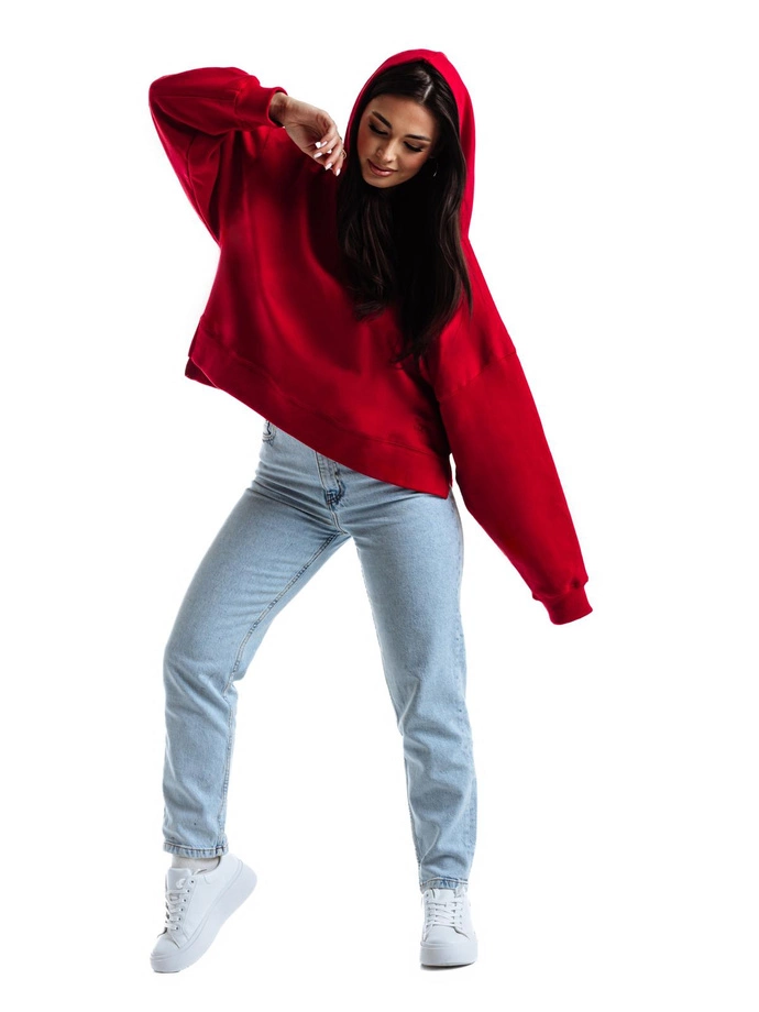 Bluza damska z kapturem TLR043 - czerwona