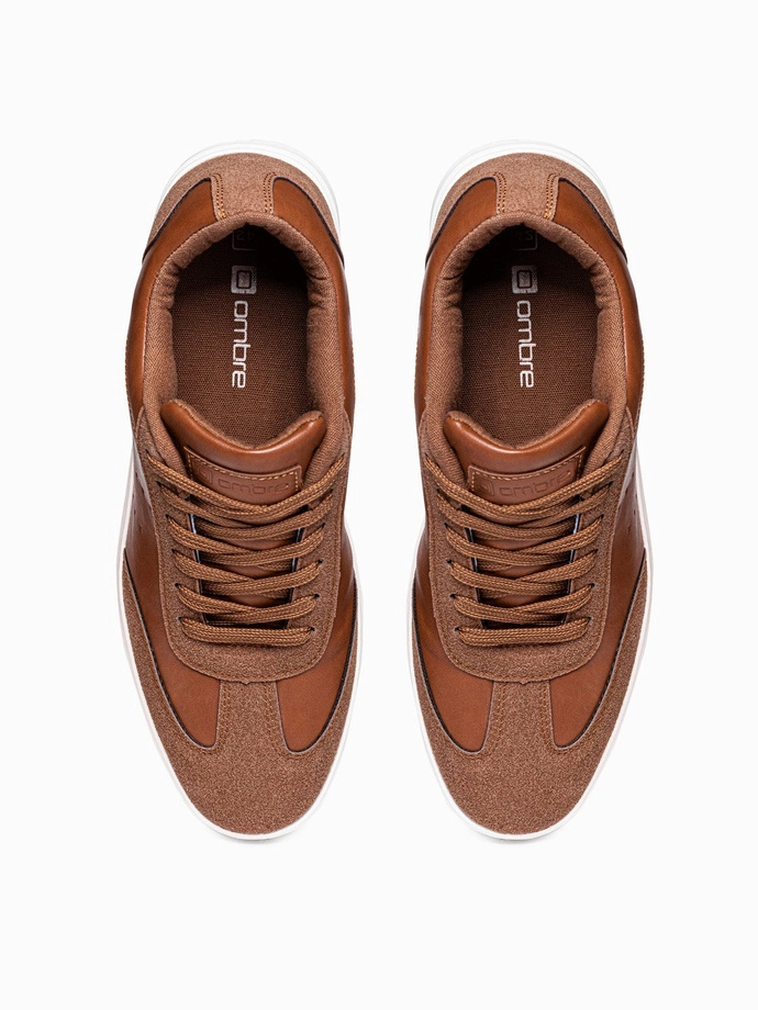 Buty męskie trampki T373 - brązowe