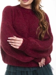 Sweter damski pudełkowy ELR025 - bordowy
