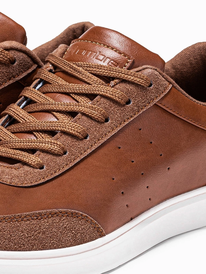 Buty męskie trampki T373 - brązowe