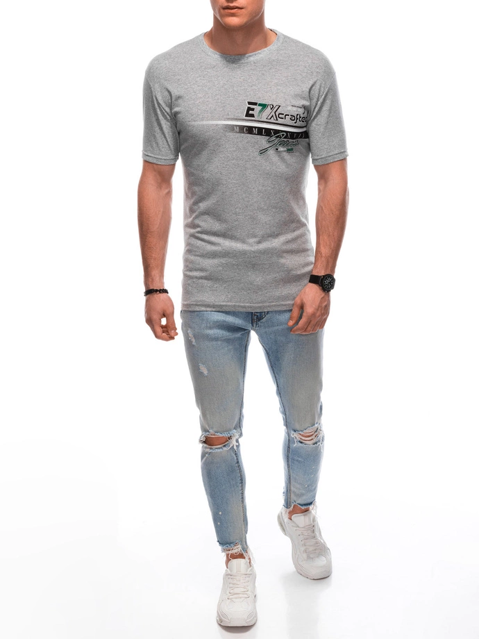 T-shirt męski z nadrukiem 1838S - szary