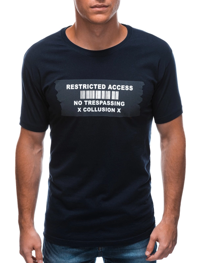 T-shirt męski z nadrukiem 1465S - granatowy