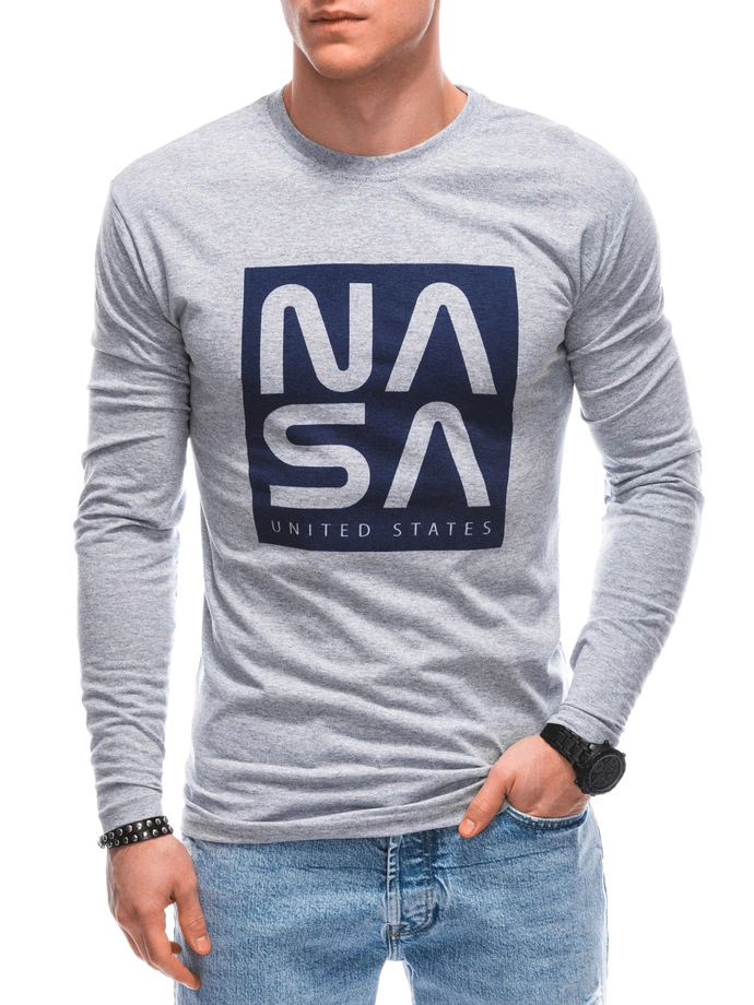 Longsleeve męski z nadrukiem 163L - szary