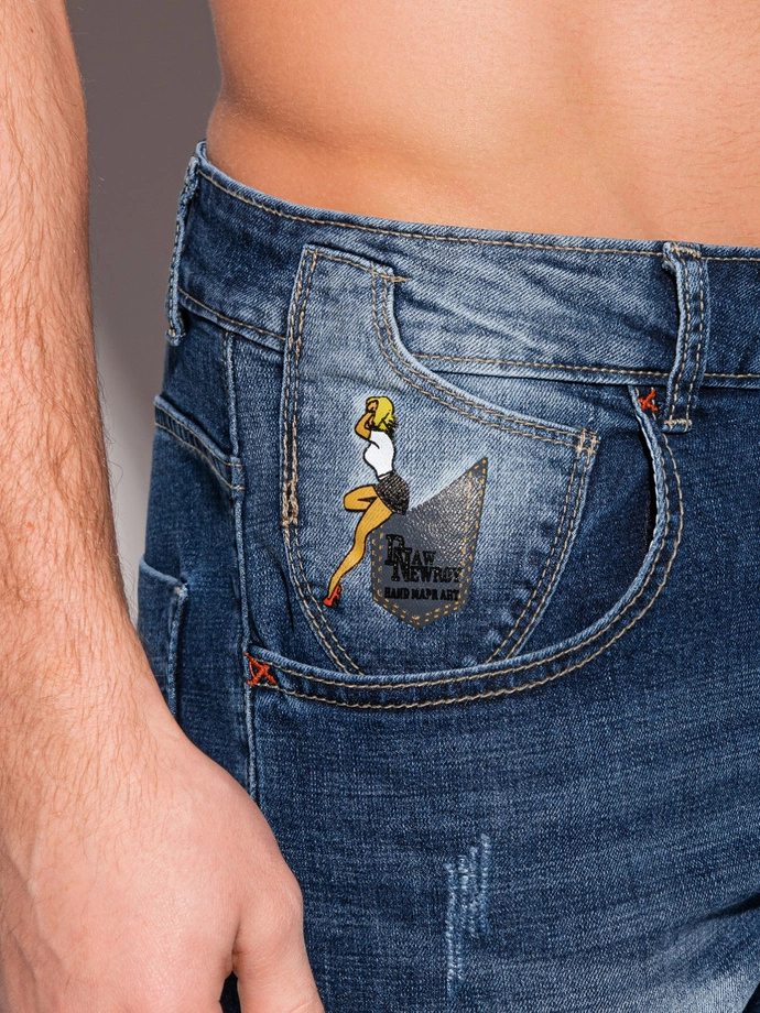 Spodnie męskie jeansowe 1307P - niebieskie