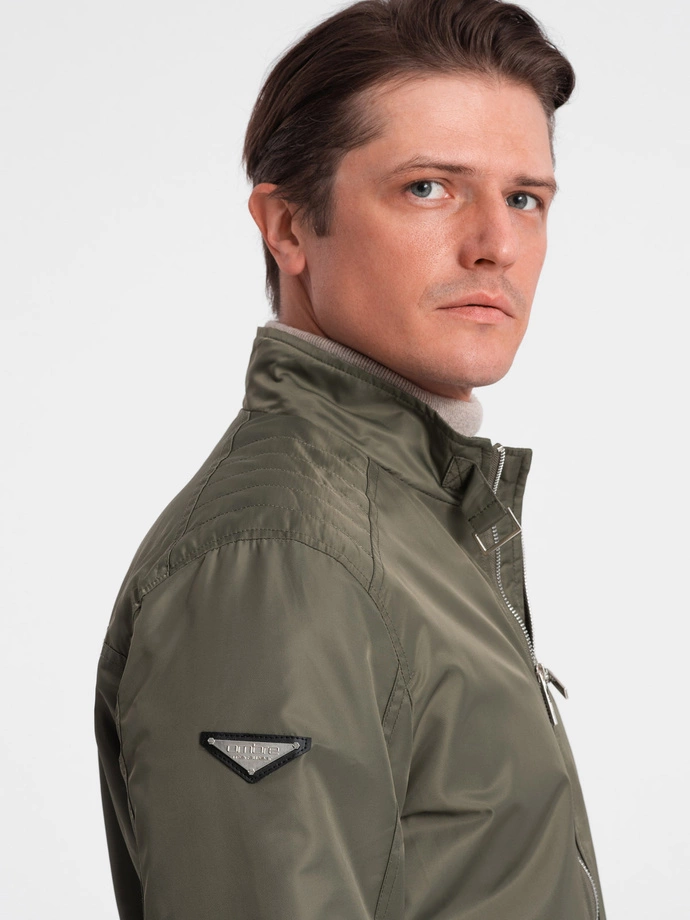 Kurtka męska biker 605C - khaki V1