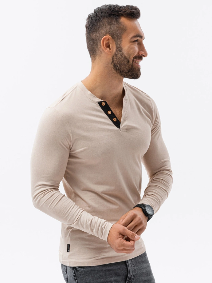 Longsleeve męski z guzikami - jasnoszary V6 L133