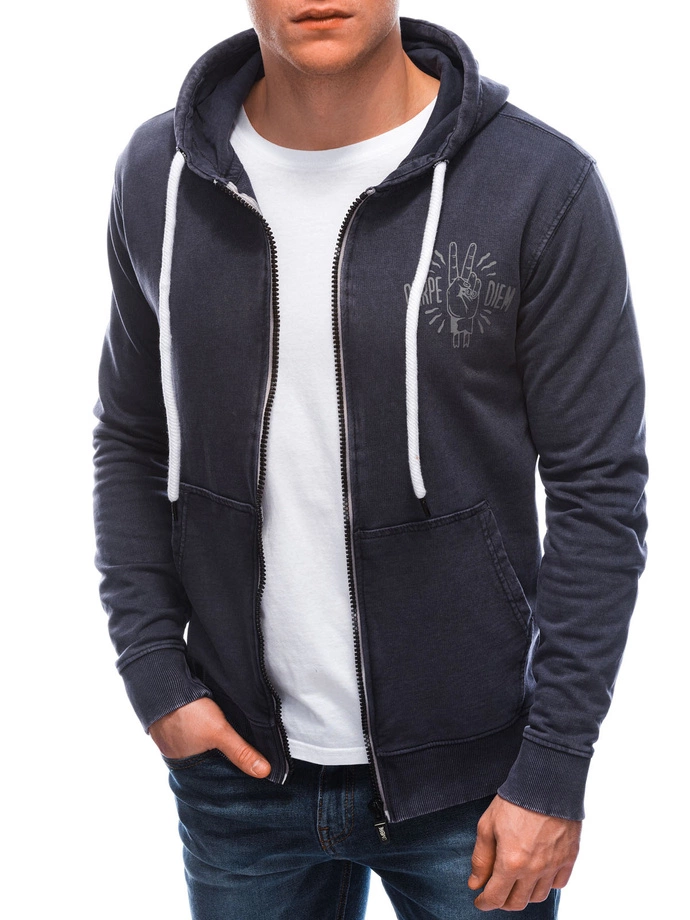 Bluza męska rozpinana z nadrukiem 1280B - granatowa