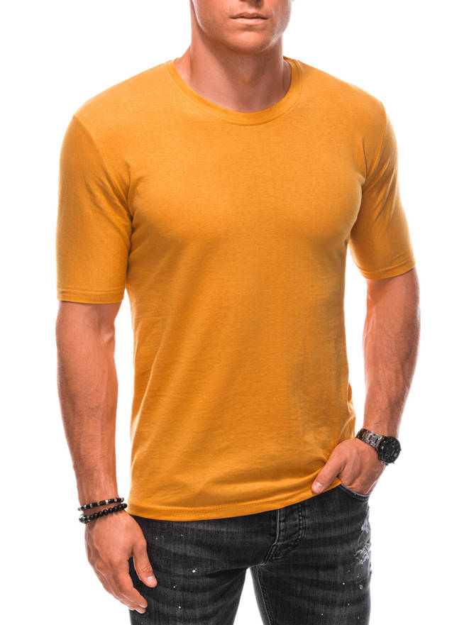 T-shirt męski basic 1896S - musztardowy