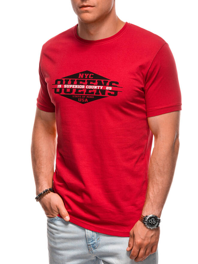 T-shirt męski z nadrukiem 1987S - czerwony