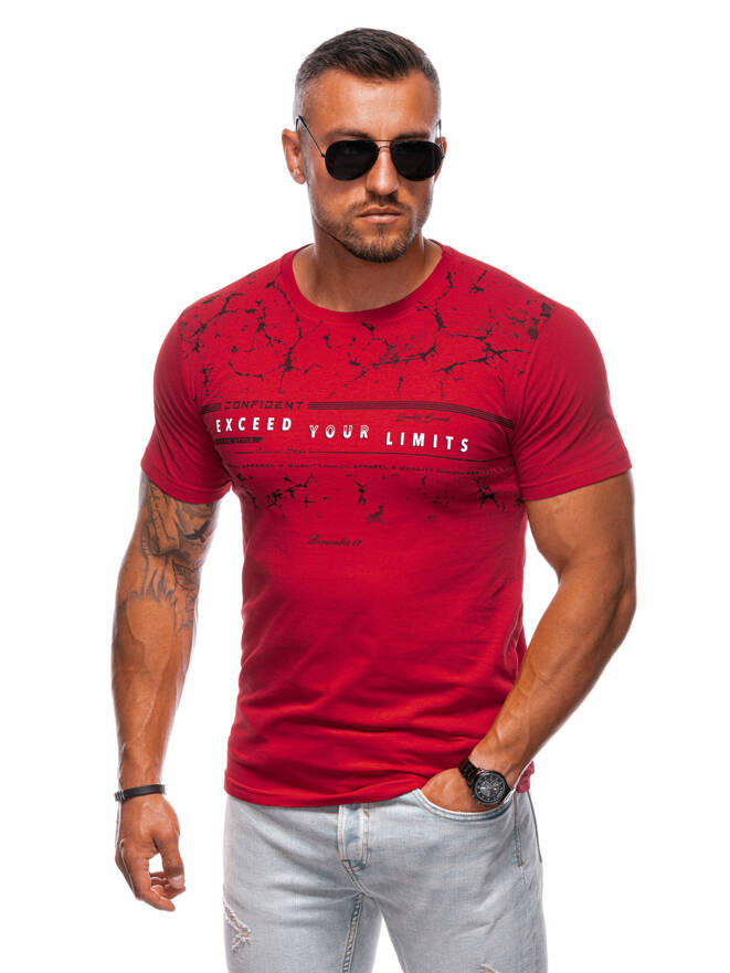 T-shirt męski z nadrukiem 1988S - czerwony