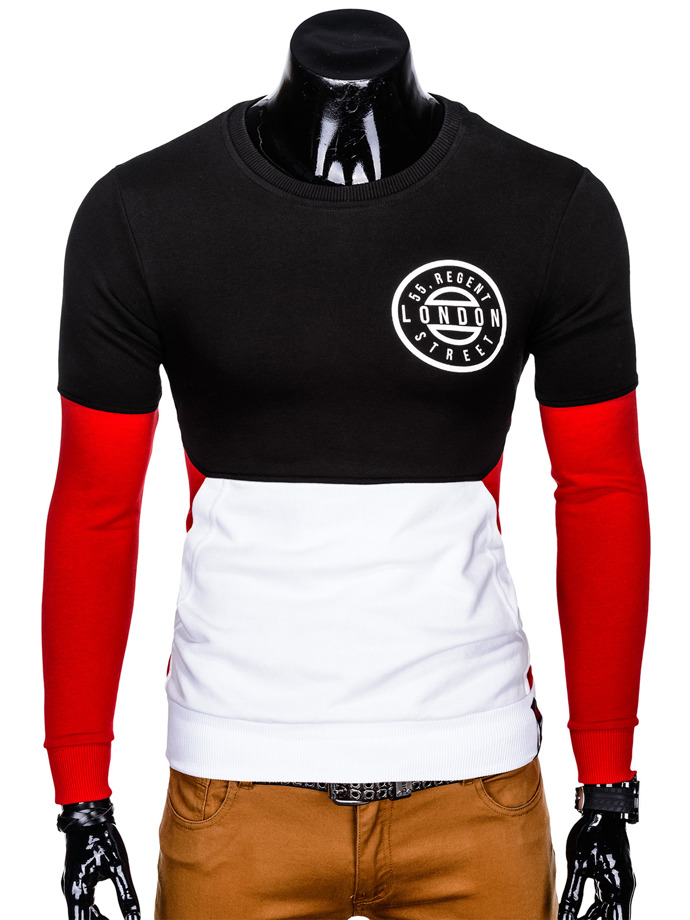 Bluza męska bez kaptura z nadrukiem 913B - czerwona/czarna
