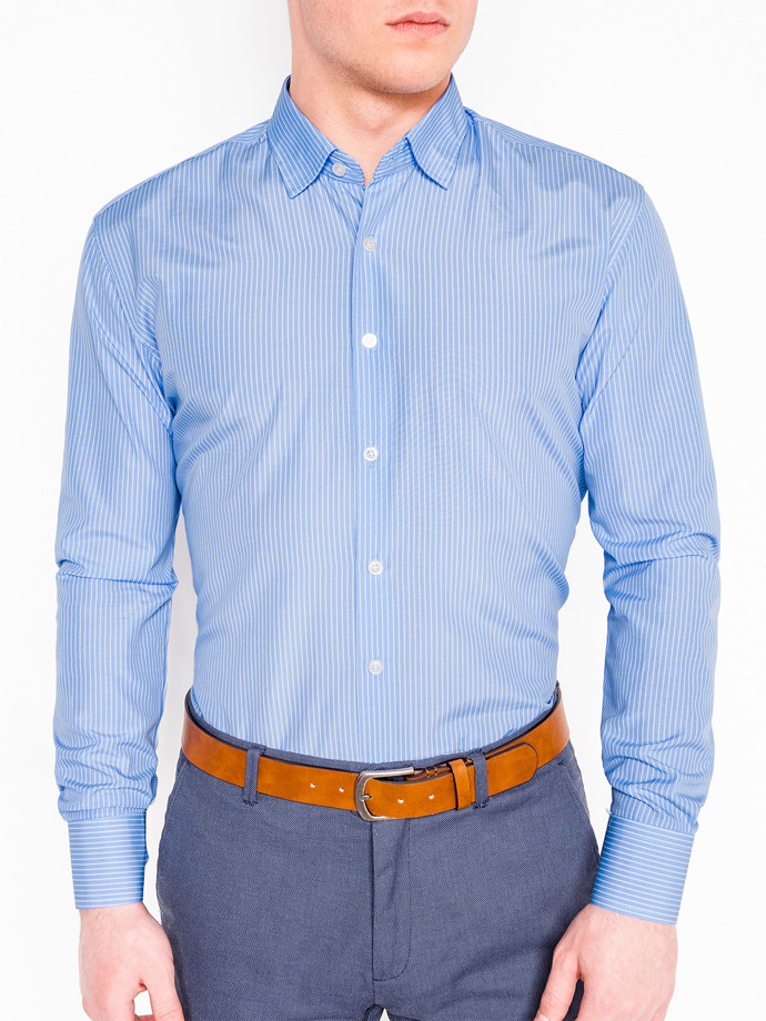 Koszula męska elegancka z długim rękawem 428K - błękitna