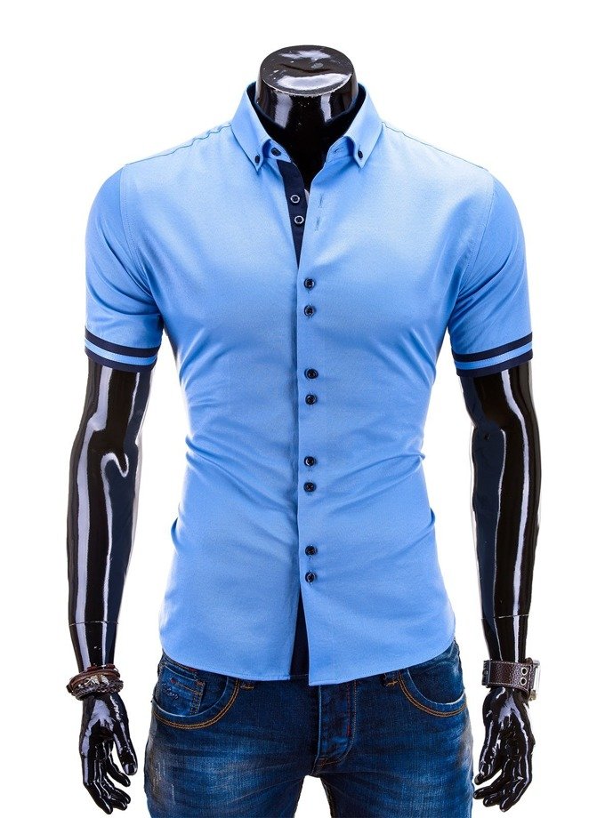 Koszula męska z krótkim rękawem 260K - błękitna