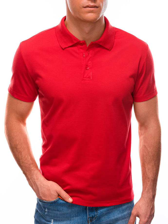 Koszulka męska Polo bez nadruku 1600S - czerwony