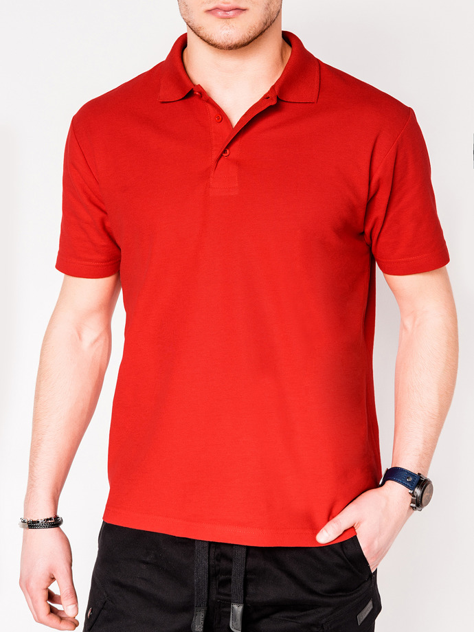 Koszulka męska polo bez nadruku 715S - czerwona