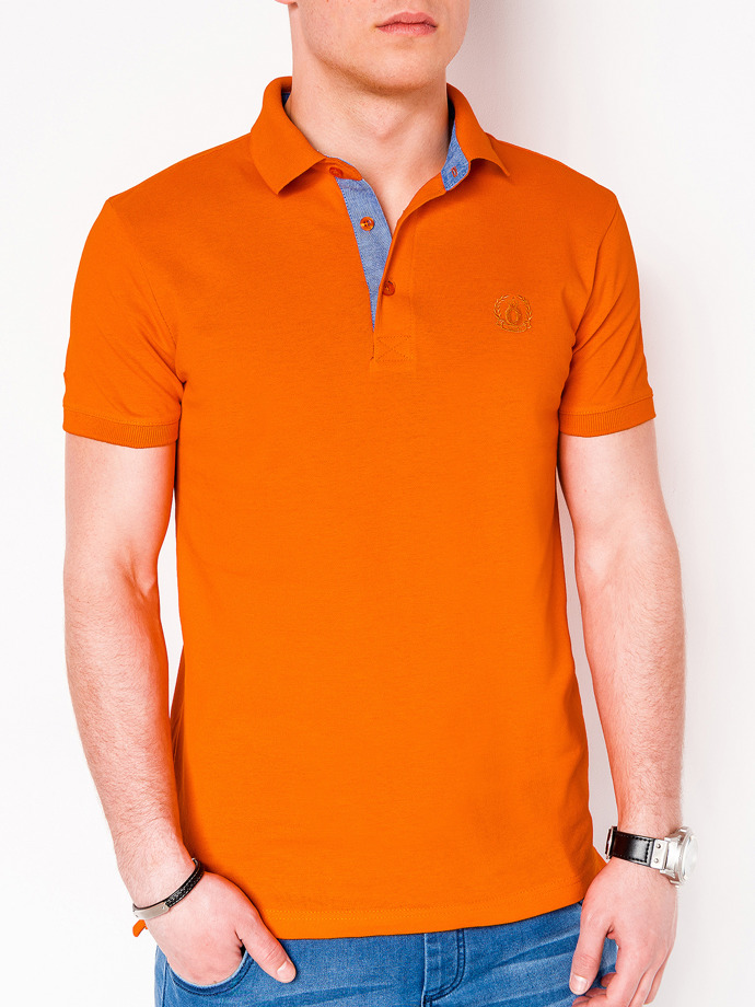 Koszulka męska polo bez nadruku 837S - pomarańczowa