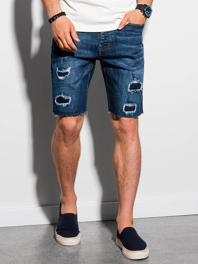 Krótkie spodenki męskie jeansowe 309W - niebieskie