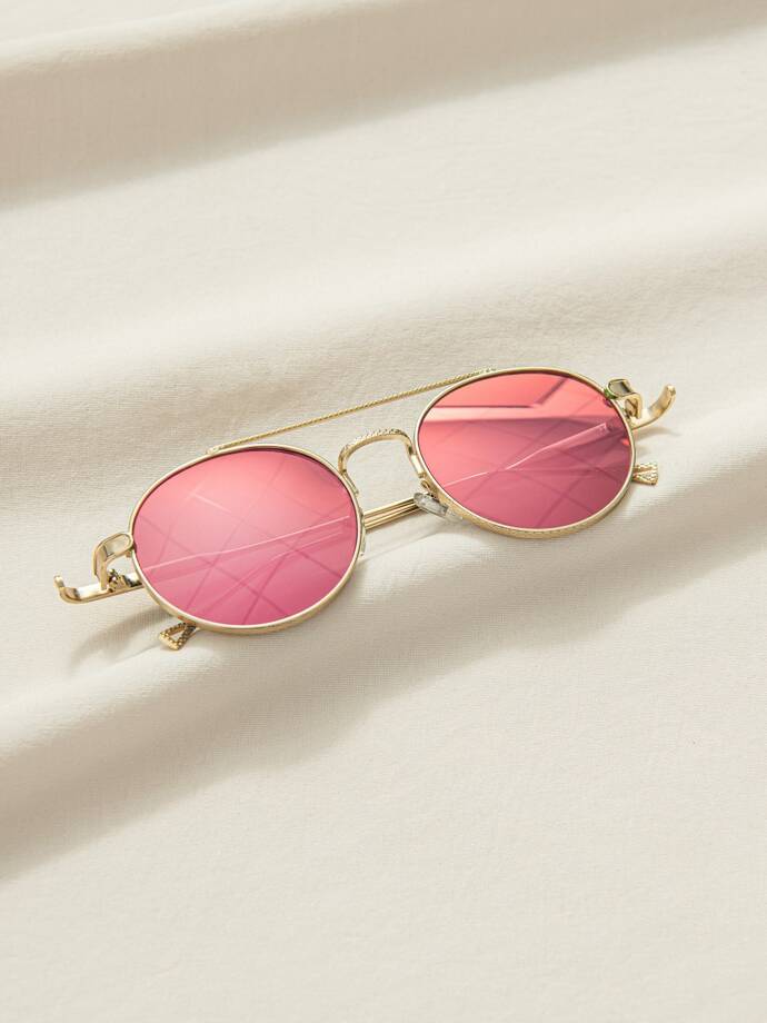 Okulary damskie przeciwsłoneczne 077ALR - złote/różowe