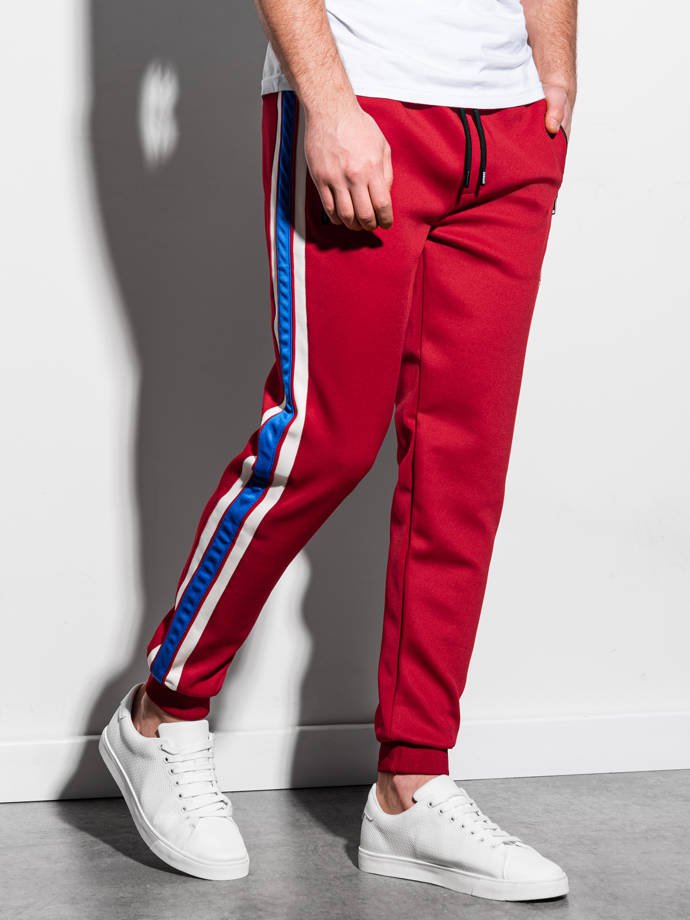 Spodnie męskie dresowe joggery 854P - czerwone