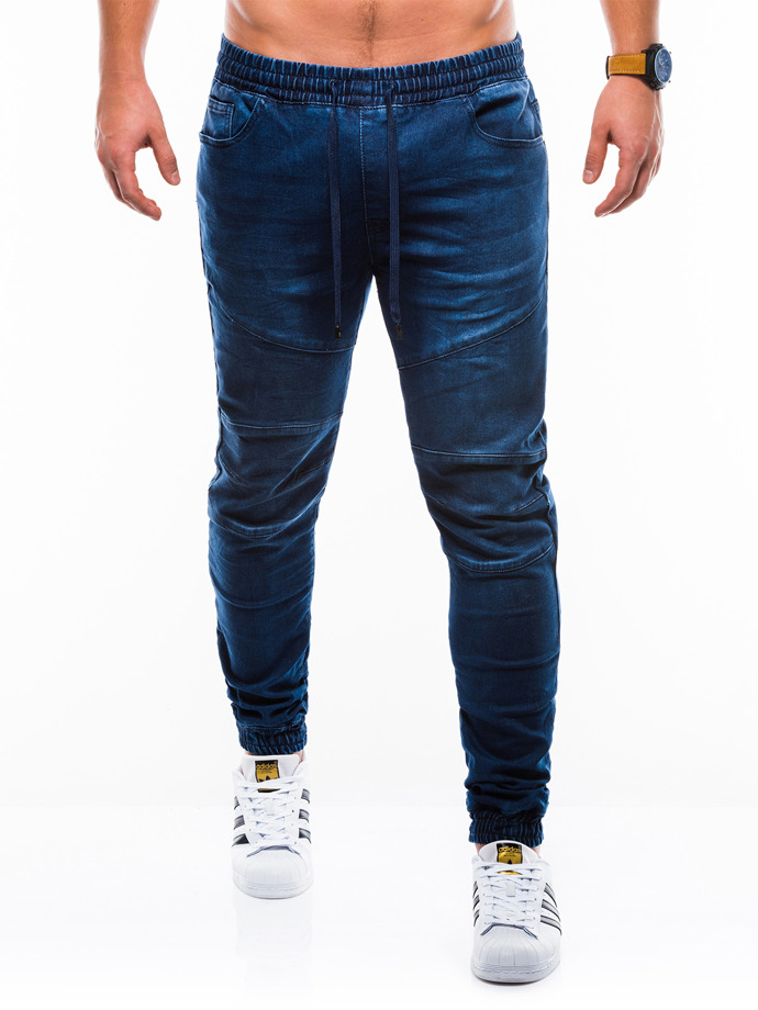 Spodnie męskie jeansowe joggery 812P - niebieskie