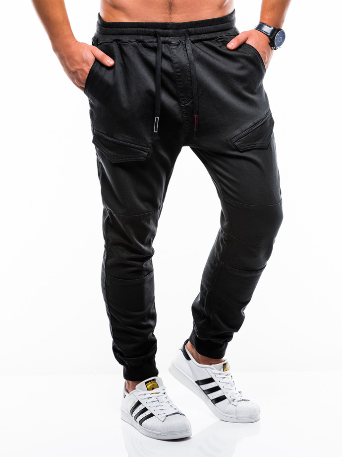 Spodnie męskie joggery 813P - czarne