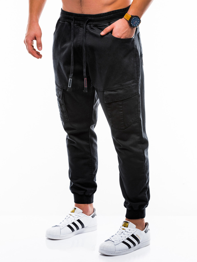 Spodnie męskie joggery 814P - czarne