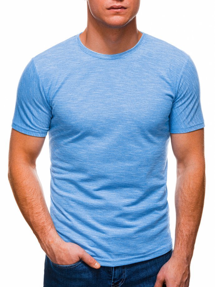 T-shirt męski bez nadruku 1323S - błękitny