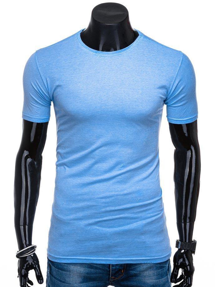 T-shirt męski bez nadruku 1360S - błękitny